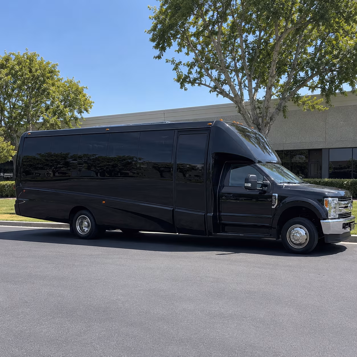 White party bus exterior