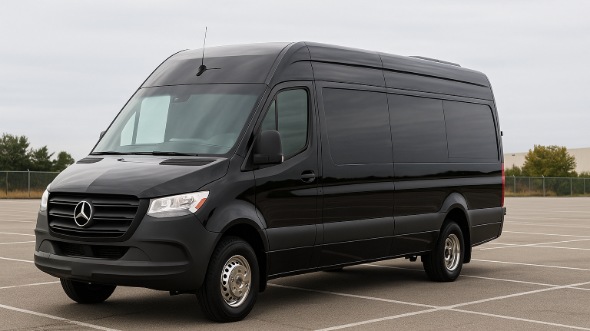 Exterior of Charter Bus Company Provo's 14 Passenger Sprinter Limousine in Provo