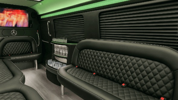 Interior of Charter Bus Company Gresham's 15 Passenger Party Bus in Gresham