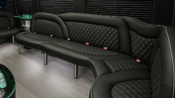 Interior of Charter Bus Company Meridian's 18 Passenger Party Bus in Meridian